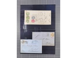 1850/71, ungebrauchter und gestempelte aber Sammlungsbestand in 2 Karteikästen, dabei auch viele Briefe, farbige Stempel, Ein
