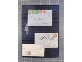 1850/71, ungebrauchter und gestempelte aber Sammlungsbestand in 2 Karteikästen, dabei auch viele Briefe, farbige Stempel, Ein