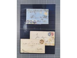 1850/71, ungebrauchter und gestempelte aber Sammlungsbestand in 2 Karteikästen, dabei auch viele Briefe, farbige Stempel, Ein