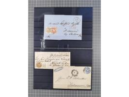 1850/71, ungebrauchter und gestempelte aber Sammlungsbestand in 2 Karteikästen, dabei auch viele Briefe, farbige Stempel, Ein