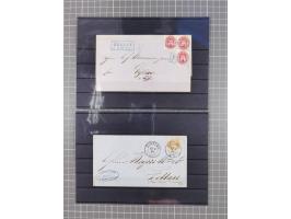 1850/71, ungebrauchter und gestempelte aber Sammlungsbestand in 2 Karteikästen, dabei auch viele Briefe, farbige Stempel, Ein
