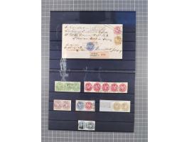 1850/71, ungebrauchter und gestempelte aber Sammlungsbestand in 2 Karteikästen, dabei auch viele Briefe, farbige Stempel, Ein