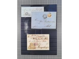 1850/71, ungebrauchter und gestempelte aber Sammlungsbestand in 2 Karteikästen, dabei auch viele Briefe, farbige Stempel, Ein