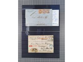 1850/71, ungebrauchter und gestempelte aber Sammlungsbestand in 2 Karteikästen, dabei auch viele Briefe, farbige Stempel, Ein