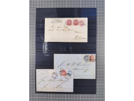 1850/71, ungebrauchter und gestempelte aber Sammlungsbestand in 2 Karteikästen, dabei auch viele Briefe, farbige Stempel, Ein