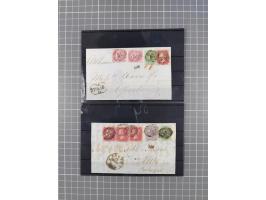 1856/66, small lot, including 4 colour franking large Hermes Heads, 3 fronts GB to Portugal, Cross of Savoy, etc.