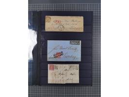 1868/71, interessante Partie im Steckbuch, dabei diverse Belege mit auch Farbfrankaturen, Paketbegleitbriefen, Auslandspost, 