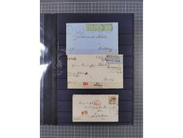 1868/71, interessante Partie im Steckbuch, dabei diverse Belege mit auch Farbfrankaturen, Paketbegleitbriefen, Auslandspost, 