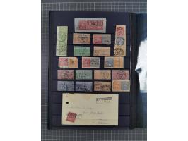 1868/71, interessante Partie im Steckbuch, dabei diverse Belege mit auch Farbfrankaturen, Paketbegleitbriefen, Auslandspost, 