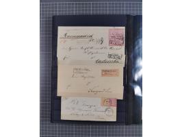 1868/71, interessante Partie im Steckbuch, dabei diverse Belege mit auch Farbfrankaturen, Paketbegleitbriefen, Auslandspost, 