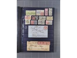 1868/71, interessante Partie im Steckbuch, dabei diverse Belege mit auch Farbfrankaturen, Paketbegleitbriefen, Auslandspost, 