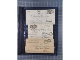 1868/71, interessante Partie im Steckbuch, dabei diverse Belege mit auch Farbfrankaturen, Paketbegleitbriefen, Auslandspost, 
