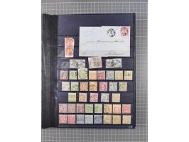 1868/71, interessante Partie im Steckbuch, dabei diverse Belege mit auch Farbfrankaturen, Paketbegleitbriefen, Auslandspost, 
