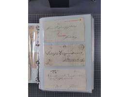 1820/60 (ca.), über 600 Vorphila- und Dienstbriefe, dabei rote und blaue Stempel, viele verschiedene Orte