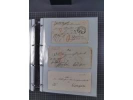1820/60 (ca.), über 600 Vorphila- und Dienstbriefe, dabei rote und blaue Stempel, viele verschiedene Orte