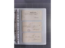 1820/60 (ca.), über 600 Vorphila- und Dienstbriefe, dabei rote und blaue Stempel, viele verschiedene Orte