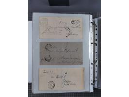 1820/60 (ca.), über 600 Vorphila- und Dienstbriefe, dabei rote und blaue Stempel, viele verschiedene Orte