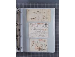 1820/60 (ca.), über 600 Vorphila- und Dienstbriefe, dabei rote und blaue Stempel, viele verschiedene Orte