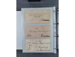 1820/60 (ca.), über 600 Vorphila- und Dienstbriefe, dabei rote und blaue Stempel, viele verschiedene Orte