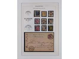 1859/67, meist gestempelte Sammlung, dabei u.a. Mi.-Nr. 3, 8a mit dänischer Nr. “2”, drei Briefe/Ganzsachen, dazu Stempelteil