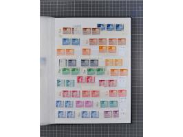 1948, meist postfrischer und gestempelter Bestand “Band/Netz” und “Bauten” mit u.a. Viererblocks, Marken mit Rändern, Bogenec