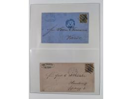 1859/67, gestempelte Sammlung mit 5 Briefen, dabei u.a. Mi. 5b (signiert Pfenninger mit Attest), 7 (Attest Jakubek), 8g (Atte