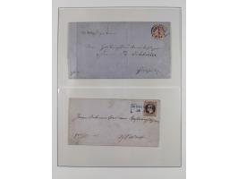 1856/67, gestempelte Sammlung mit 8 Briefen, in den Hauptnummern und auch sonst bis auf wenige Unternummern komplett, dabei R