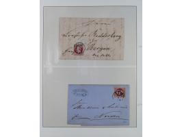 1856/67, gestempelte Sammlung mit 8 Briefen, in den Hauptnummern und auch sonst bis auf wenige Unternummern komplett, dabei R