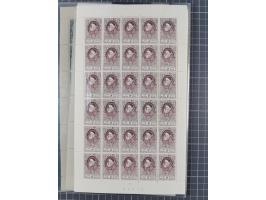1952, UPU 80c.-40Fr. cpl. printing sheets with 30 stamps, each mint never hinged and very fine, only very few complete sheets