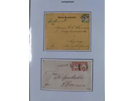 1872/74, kleine Sammlung von Bahnpost- und Bahnhofsstempel-Stempeln auf ca. 40 Briefen, Karten und Ganzsachen. Dabei interess
