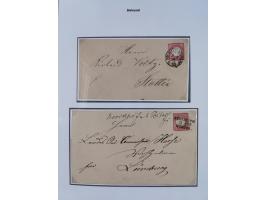 1872/74, kleine Sammlung von Bahnpost- und Bahnhofsstempel-Stempeln auf ca. 40 Briefen, Karten und Ganzsachen. Dabei interess