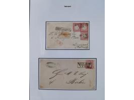 1872/74, kleine Sammlung von Bahnpost- und Bahnhofsstempel-Stempeln auf ca. 40 Briefen, Karten und Ganzsachen. Dabei interess