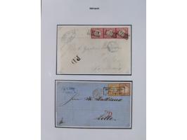 1872/74, kleine Sammlung von Bahnpost- und Bahnhofsstempel-Stempeln auf ca. 40 Briefen, Karten und Ganzsachen. Dabei interess