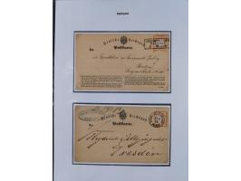 1872/74, kleine Sammlung von Bahnpost- und Bahnhofsstempel-Stempeln auf ca. 40 Briefen, Karten und Ganzsachen. Dabei interess