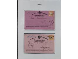 1872/74, kleine Sammlung von Bahnpost- und Bahnhofsstempel-Stempeln auf ca. 40 Briefen, Karten und Ganzsachen. Dabei interess