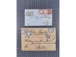 1875, Partie “Mischfrankaturen Brustschild-Pfennige” mit 10 Briefen und vier Briefstücken mit u.a. Mi.-Nr. 22 im Paar + 2x Mi