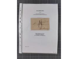 1785/1843 (ca.), kleine Partie mit 12 Vorphila-Briefe, dabei “128 HAMBURG” (x2), “T.T. HAMBURG 13 Dec.43.”, etc., meist in se