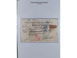 1867/77, interessante Sammlung “Franco-Stempel” mit 33 Briefen, Karten und zwei Paketkarten. Dabei u.a. Destinationen nach Fr