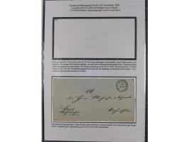 1872/75, sehr interessante Partie mit 18 markenlosen Formularen und Verwendungen. Dabei u.a. großformatiger Wertbrief mit EKr