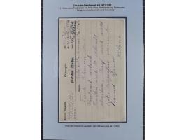 1872/75, sehr interessante Partie mit 18 markenlosen Formularen und Verwendungen. Dabei u.a. großformatiger Wertbrief mit EKr