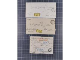 1872/75, sehr interessante Partie mit 18 markenlosen Formularen und Verwendungen. Dabei u.a. großformatiger Wertbrief mit EKr