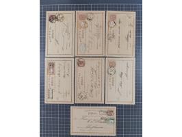 1872/74, 24 Ganzsachenkarten und Umschläge mit Zufrankaturen, interessanten Stempeln und Verwendungen. Dabei u.a. P2 fremdver