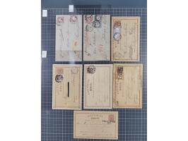 1872/74, 24 Ganzsachenkarten und Umschläge mit Zufrankaturen, interessanten Stempeln und Verwendungen. Dabei u.a. P2 fremdver