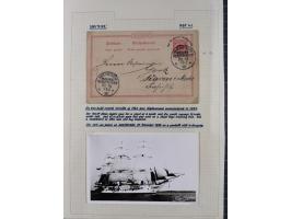 1895/1918, kleine aufgezogene Sammlung 21 Briefen und Karten mit diversen Schiffspost-Stempeln, dabei SMS Hansa, Nixe, Kormor