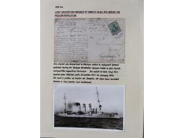 1895/1918, kleine aufgezogene Sammlung 21 Briefen und Karten mit diversen Schiffspost-Stempeln, dabei SMS Hansa, Nixe, Kormor
