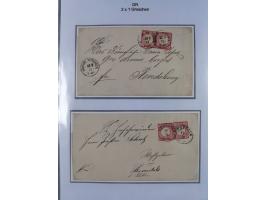 1872/74, Sammlung mit fast 90 Einzel- und Mehrfachfrankaturen der Wertstufen ⅓ Gr., 1 Gr., 2 Gr., 1 Kr. und 3 Kr. mit praktis