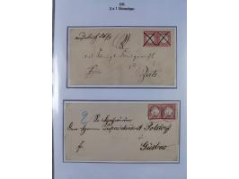 1872/74, Sammlung mit fast 90 Einzel- und Mehrfachfrankaturen der Wertstufen ⅓ Gr., 1 Gr., 2 Gr., 1 Kr. und 3 Kr. mit praktis