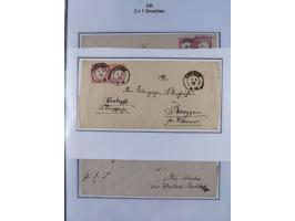 1872/74, Sammlung mit fast 90 Einzel- und Mehrfachfrankaturen der Wertstufen ⅓ Gr., 1 Gr., 2 Gr., 1 Kr. und 3 Kr. mit praktis