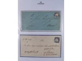 1872/74, Sammlung mit fast 90 Einzel- und Mehrfachfrankaturen der Wertstufen ⅓ Gr., 1 Gr., 2 Gr., 1 Kr. und 3 Kr. mit praktis