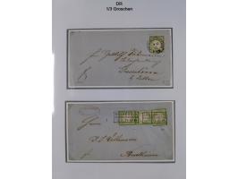 1872/74, Sammlung mit fast 90 Einzel- und Mehrfachfrankaturen der Wertstufen ⅓ Gr., 1 Gr., 2 Gr., 1 Kr. und 3 Kr. mit praktis